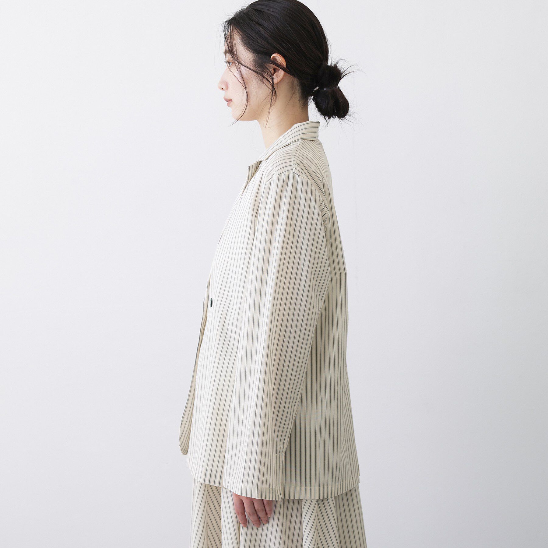 Dessin「【セットアップ可/洗える】ストライプシャツジャケット」|テーラードジャケット|