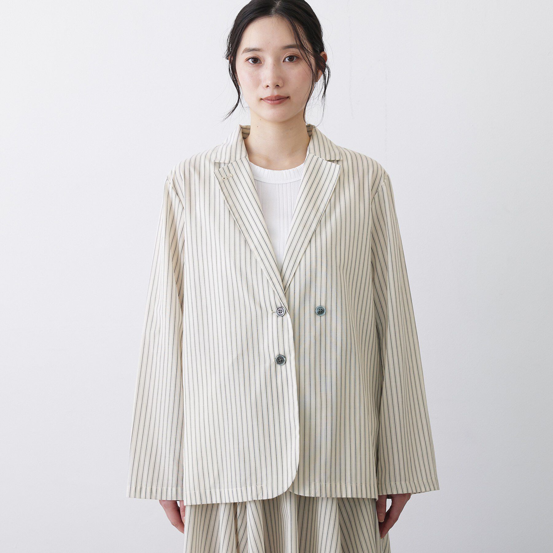 Dessin「【セットアップ可/洗える】ストライプシャツジャケット」|テーラードジャケット|