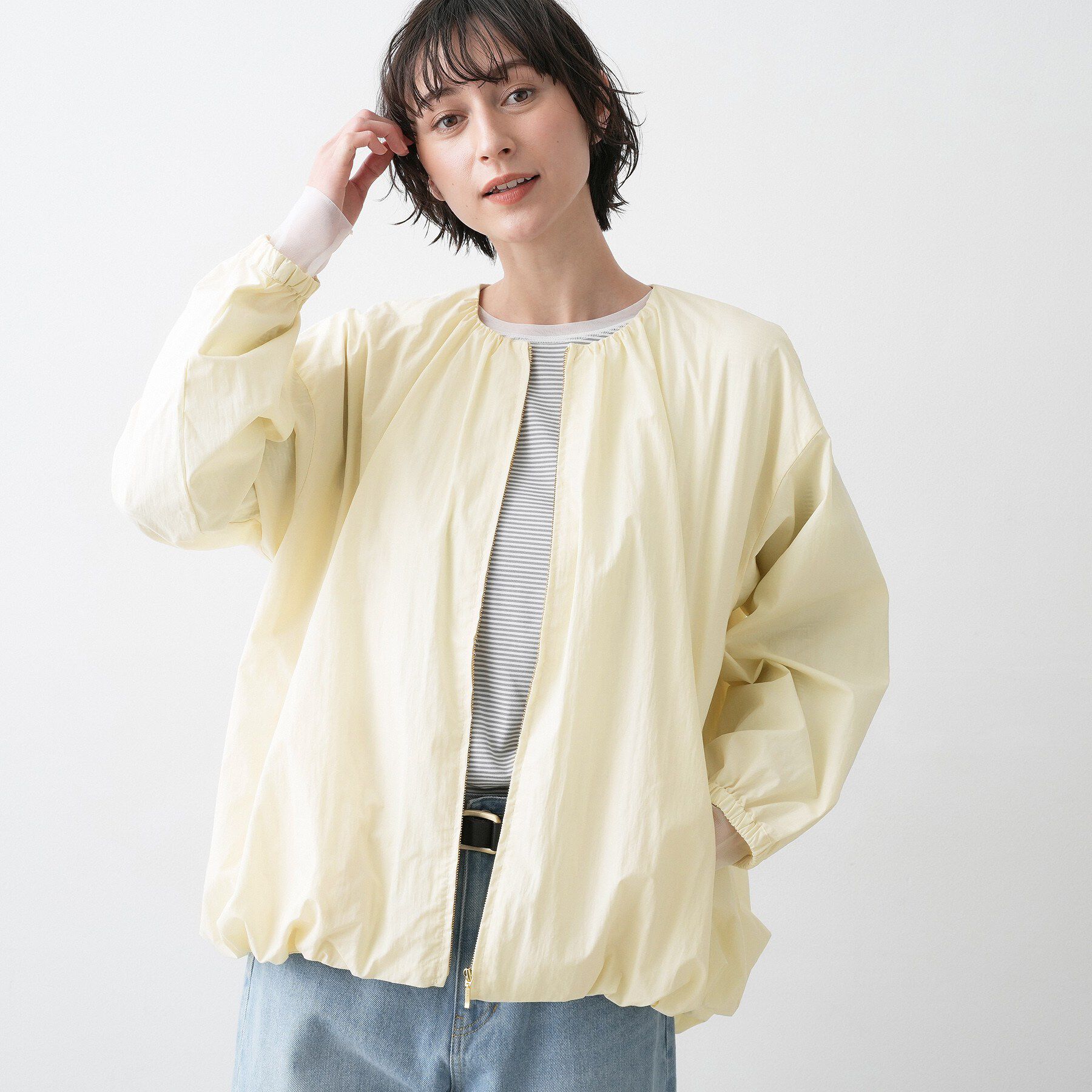 Dessin「【洗える】コットンナイロンバルーンヘムブルゾン」|ブルゾン・スタジャン|