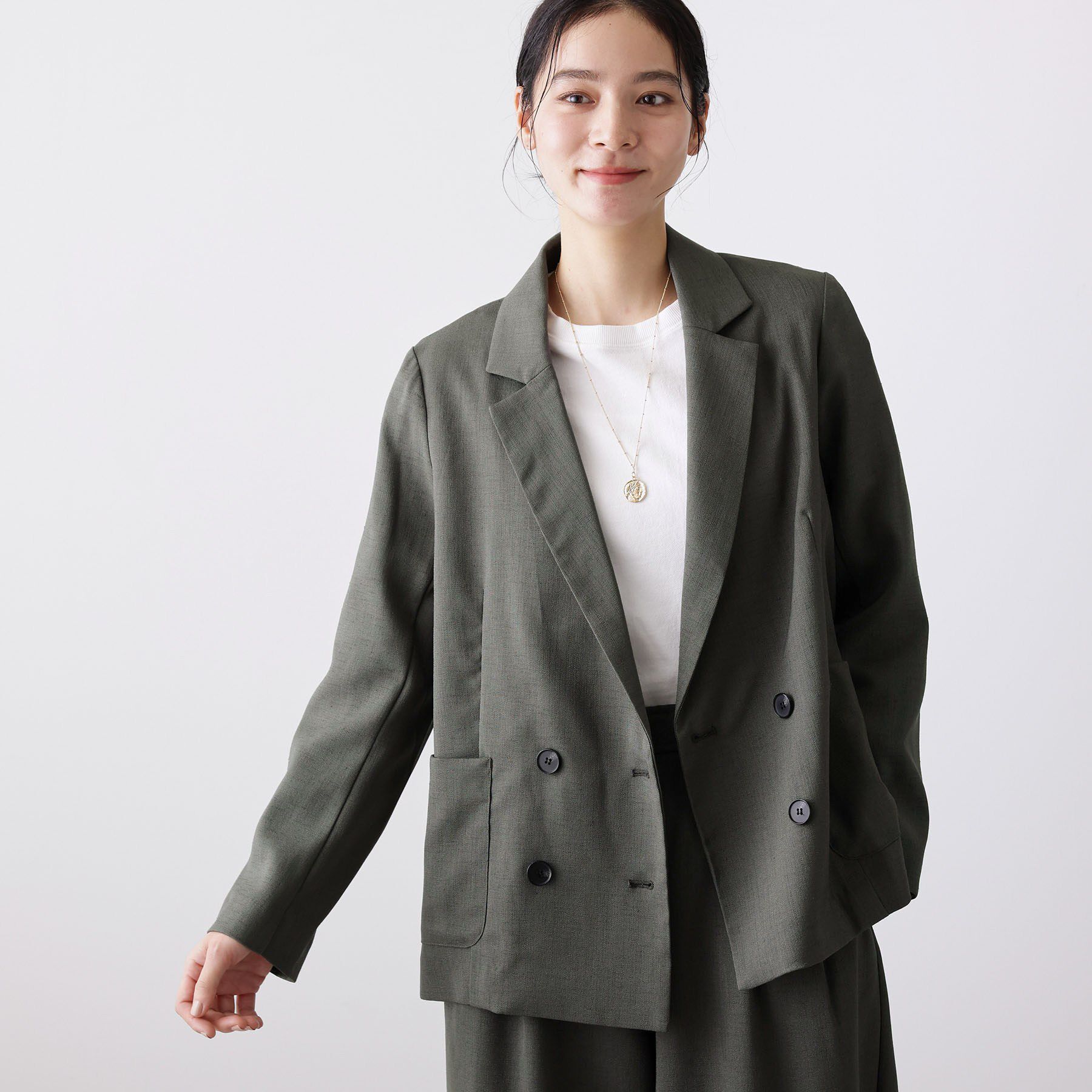 Dessin「【セットアップ可/洗える】リネンライクダブルジャケット」|テーラードジャケット|