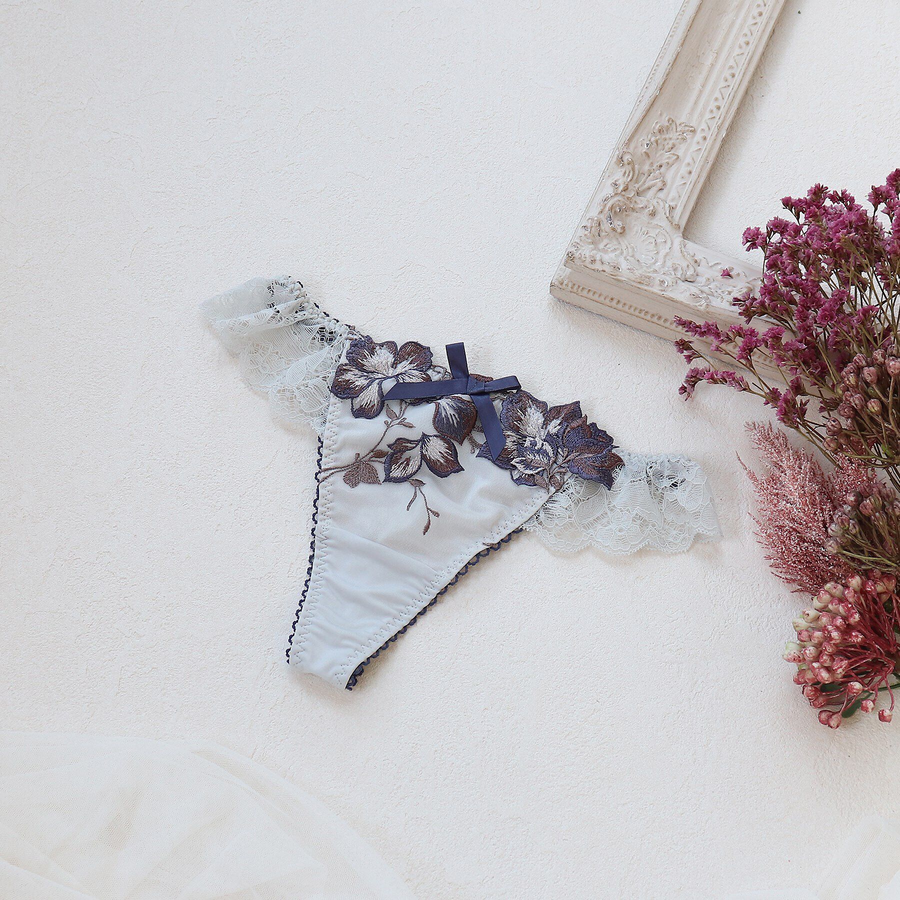 Risa Magli「クレモンス Tバックショーツ」|インナー|ネイビー(093)