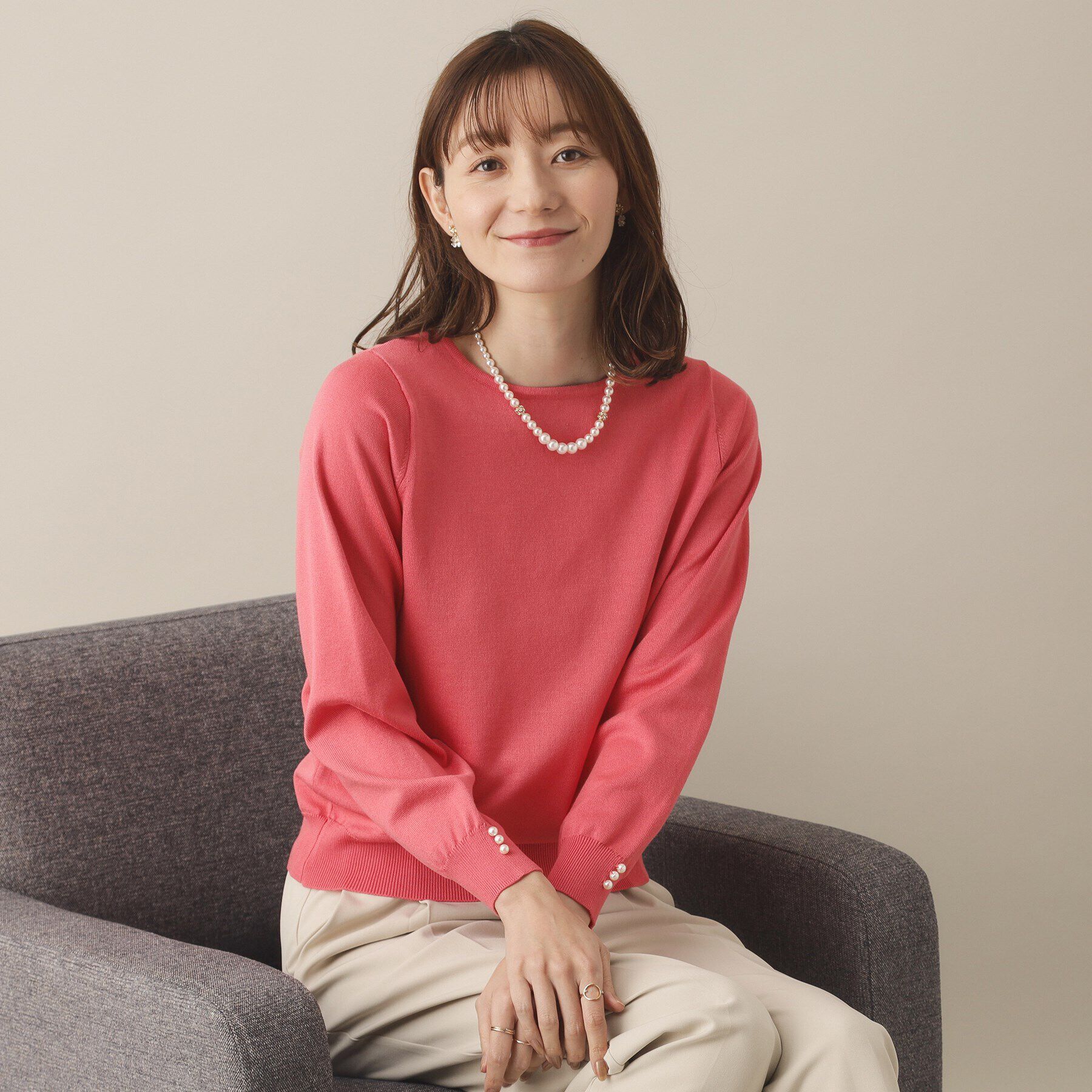 ITS&rsquo;DEMO「【アンチピリング／洗濯機OK】ボートネックニット」|ニット・セーター|ピンク(072)