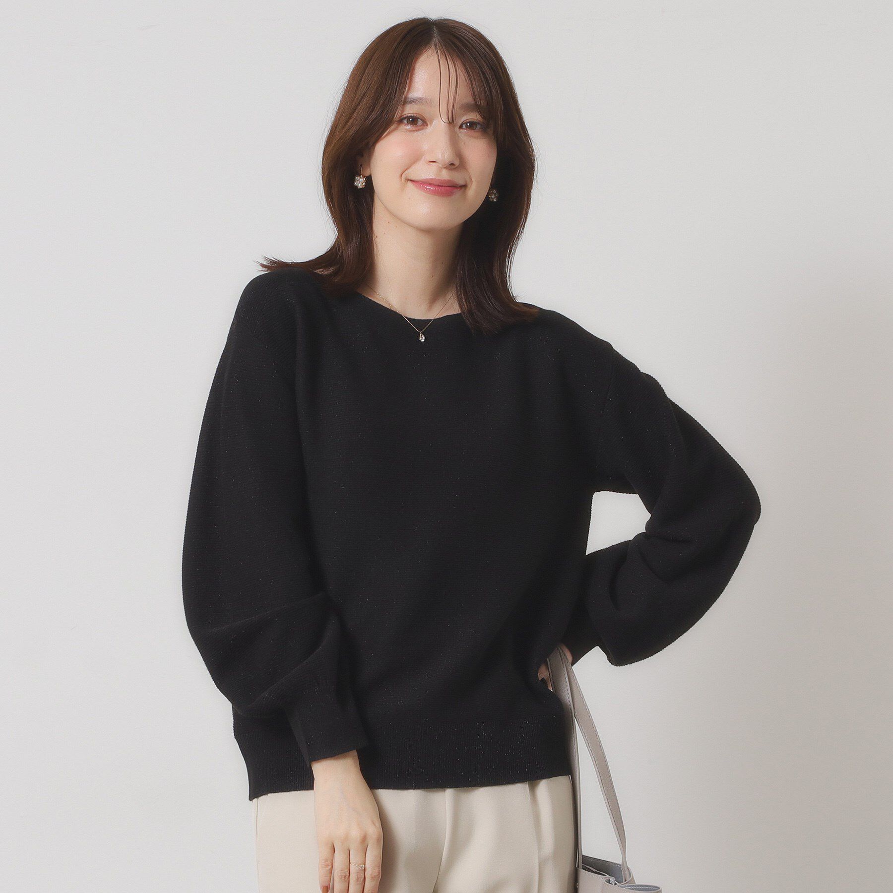 ITS&rsquo;DEMO「【手洗い可】ラメガーターニット」|ニット・セーター|ブラック(019)