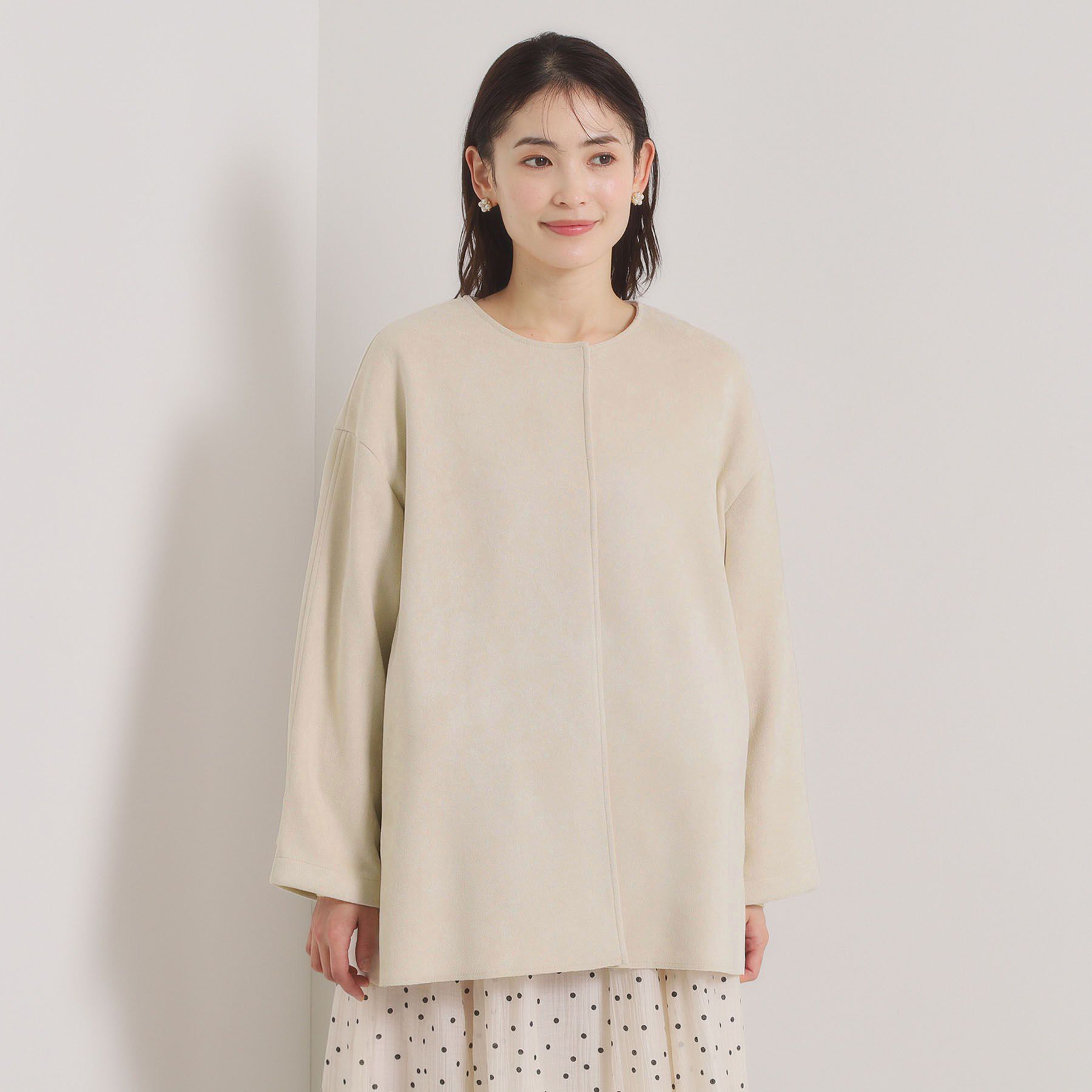 ITS&rsquo;DEMO「カットスエードコート」|ノーカラーコート|