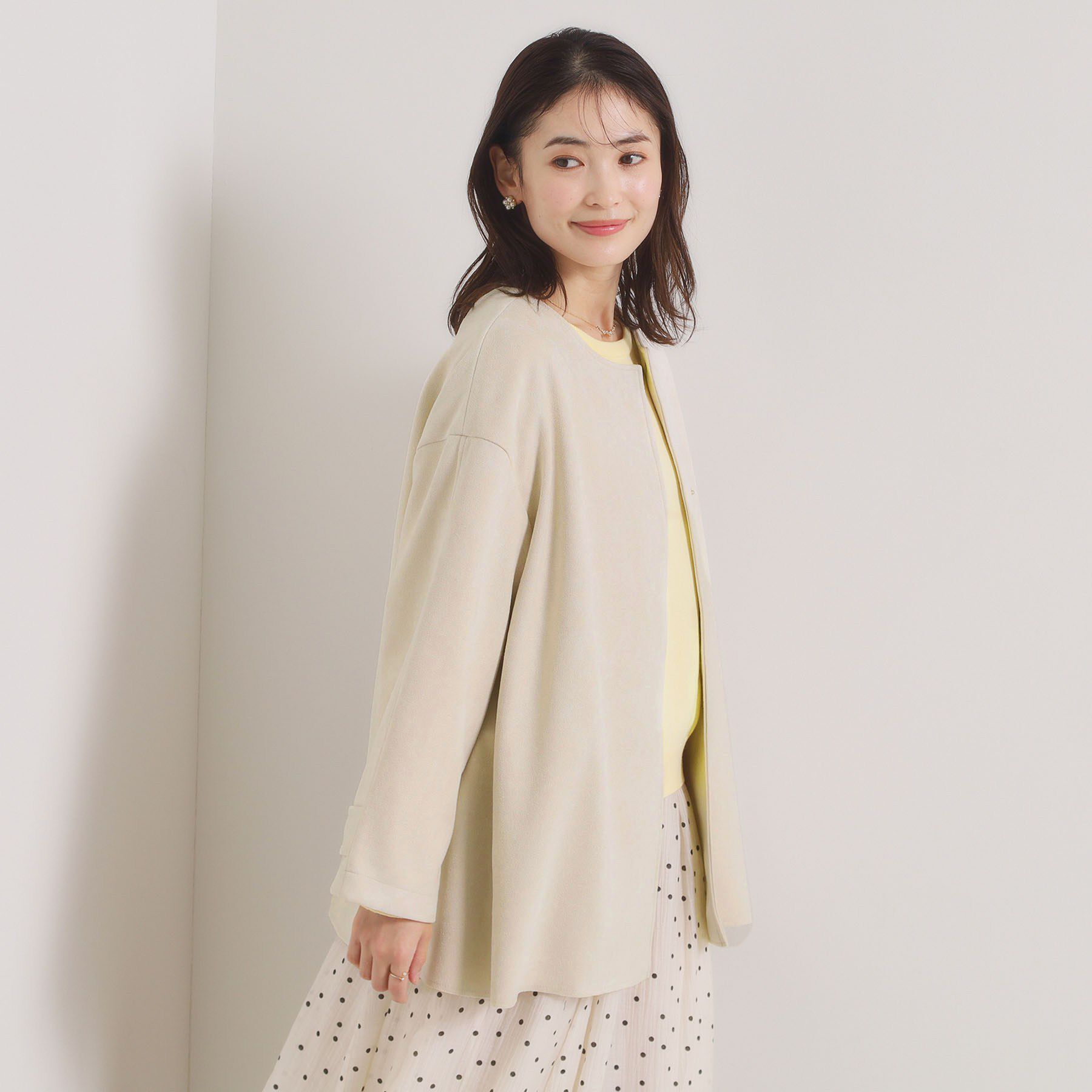 ITS&rsquo;DEMO「カットスエードコート」|ノーカラーコート|