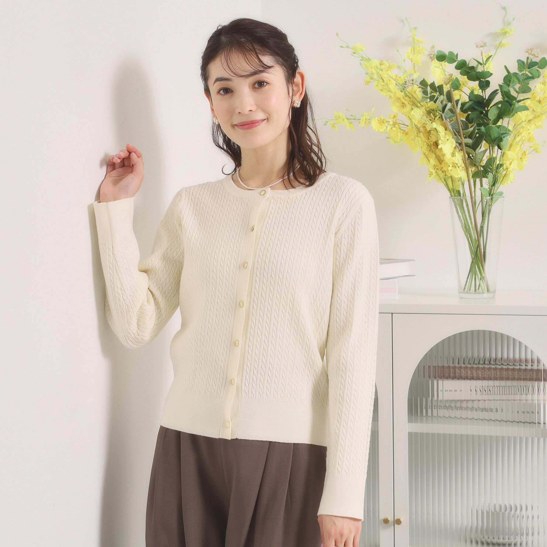 ITS&rsquo;DEMO「【手洗い可】ミニケーブルニットカーディガン」|カーディガン|アイボリー(004)