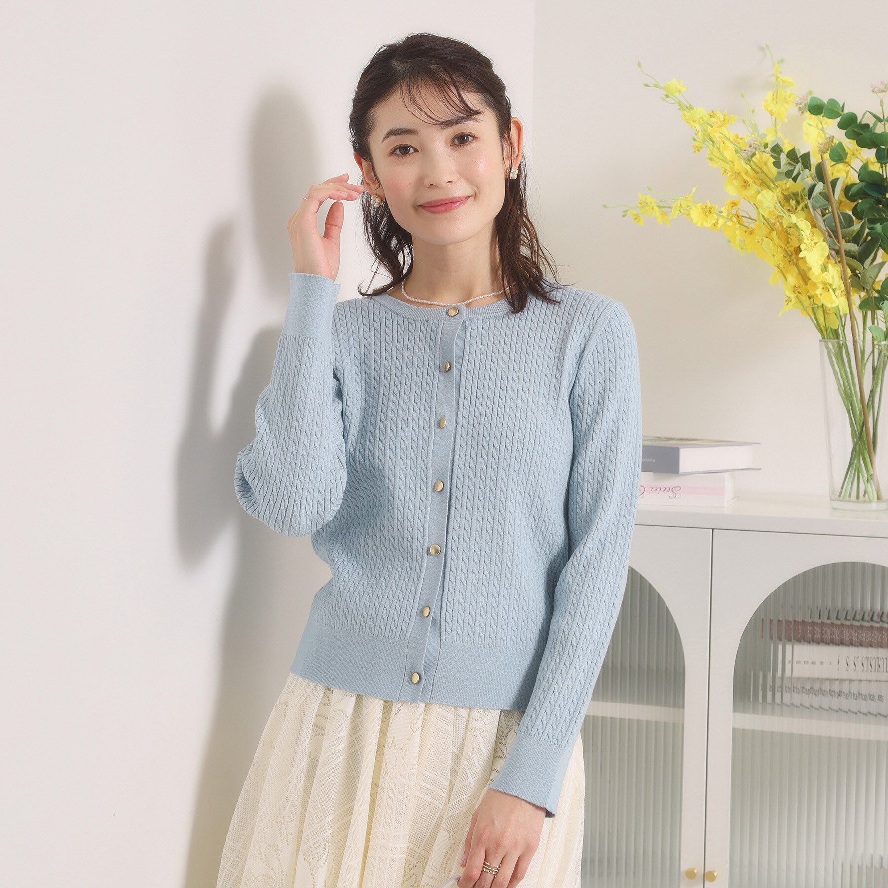 ITS&rsquo;DEMO「【手洗い可】ミニケーブルニットカーディガン」|カーディガン|サックスブルー(09