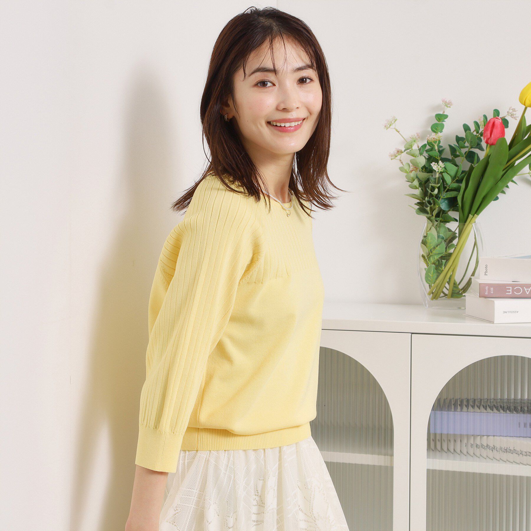 ITS&rsquo;DEMO「【縮みに強い／毛玉防止／洗濯機OK】タフニット リブ切替ニットプルオーバー」|ニット・セーター|