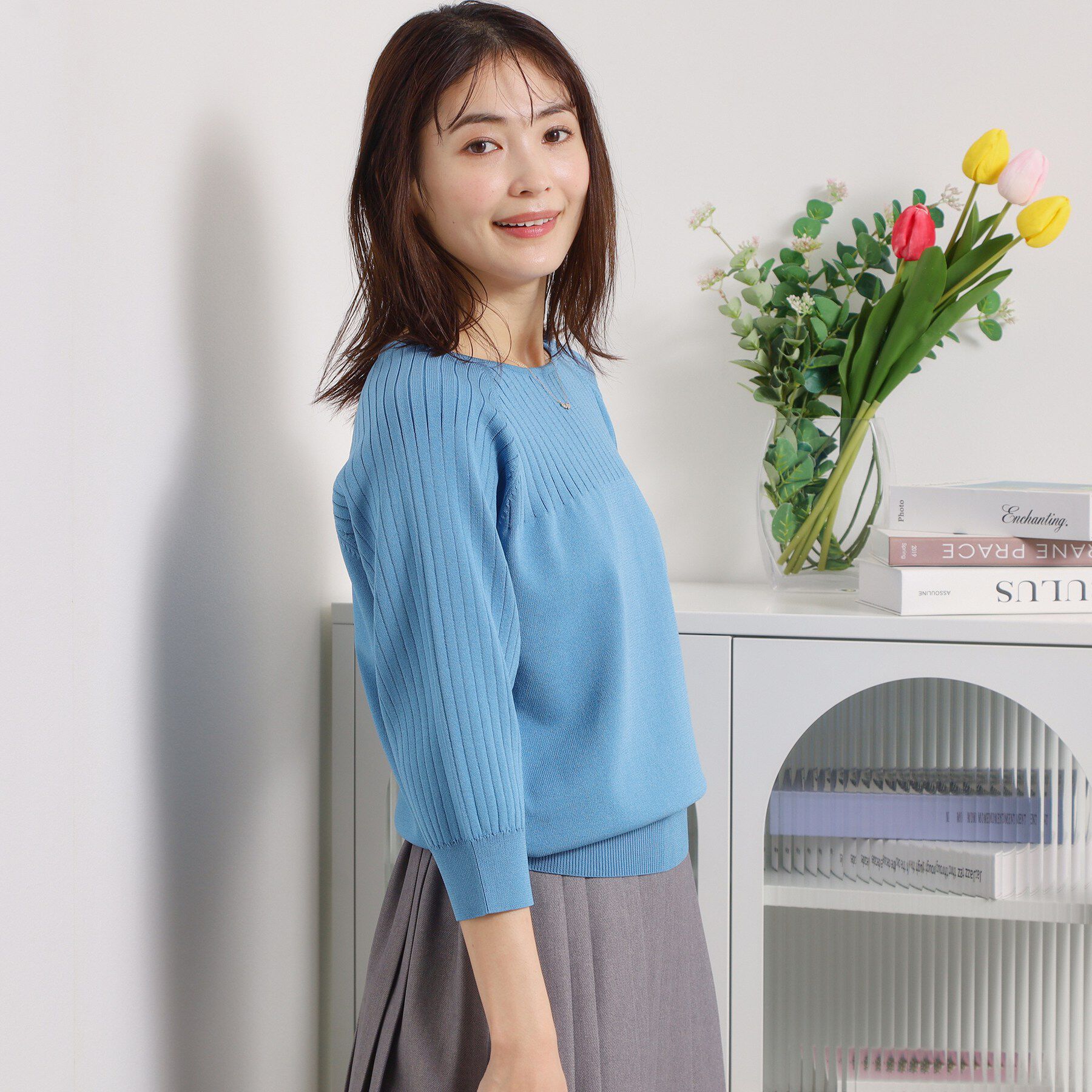 ITS&rsquo;DEMO「【縮みに強い／毛玉防止／洗濯機OK】タフニット リブ切替ニットプルオーバー」|ニット・セーター|