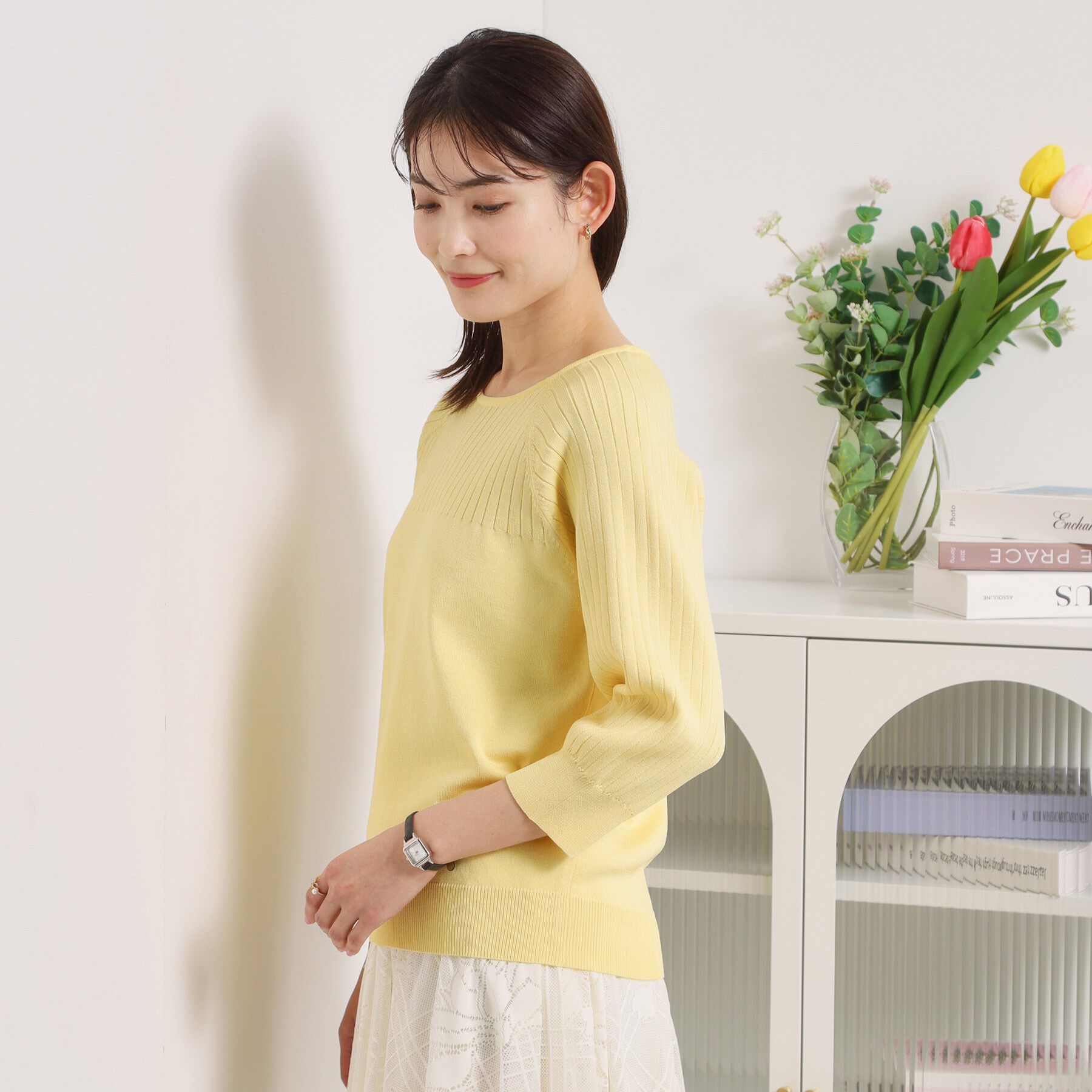 ITS&rsquo;DEMO「【縮みに強い／毛玉防止／洗濯機OK】タフニット リブ切替ニットプルオーバー」|ニット・セーター|