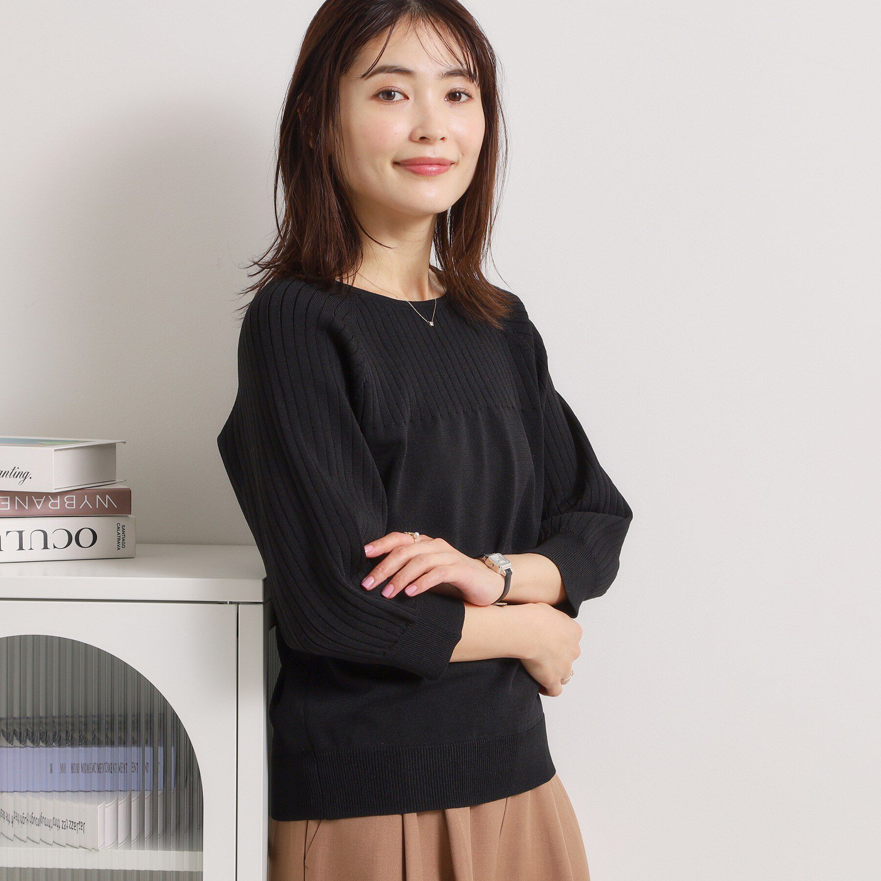 ITS&rsquo;DEMO「【縮みに強い／毛玉防止／洗濯機OK】タフニット リブ切替ニットプルオーバー」|ニット・セーター|