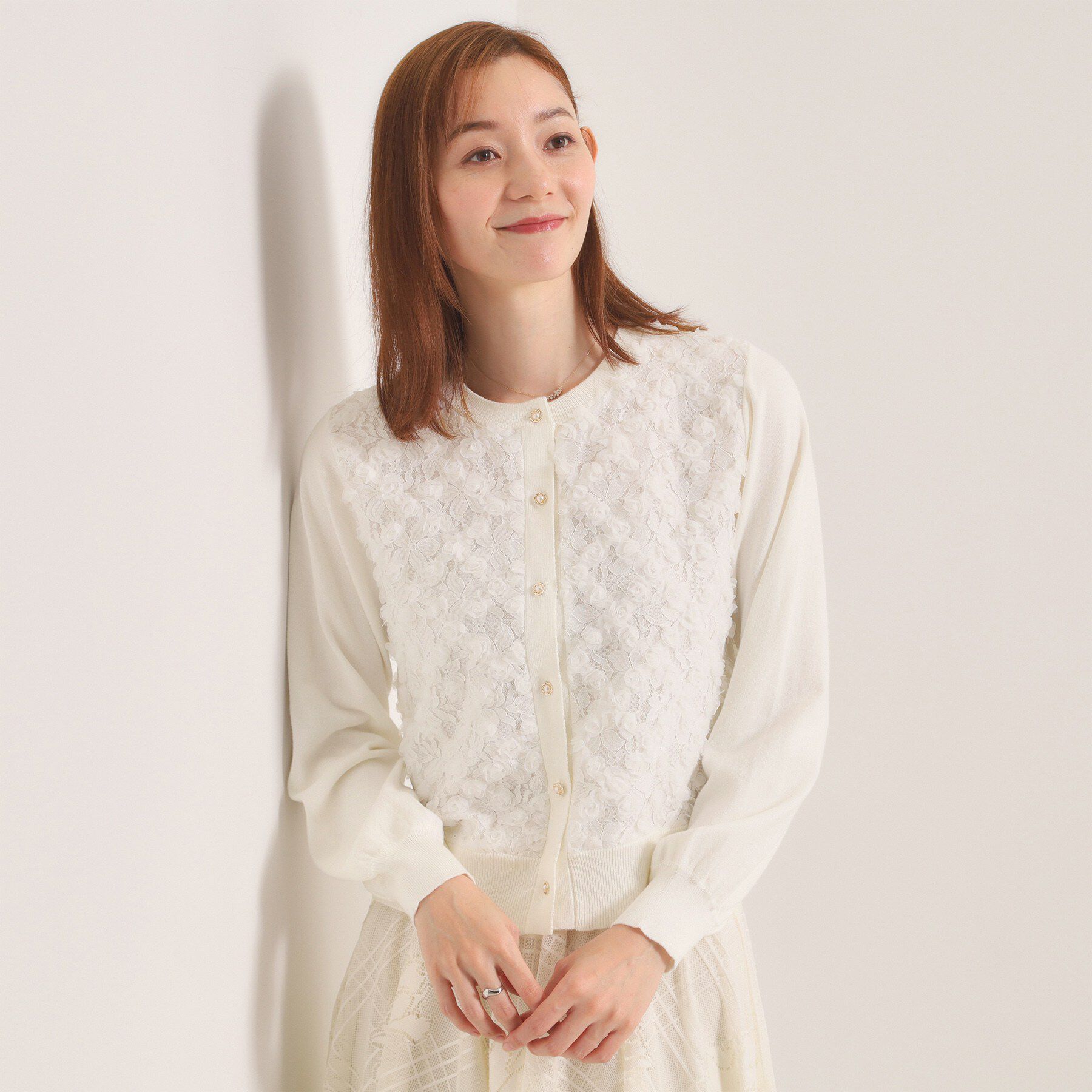 ITS&rsquo;DEMO「【手洗い可】フロントレースニットカーデ」|カーディガン|
