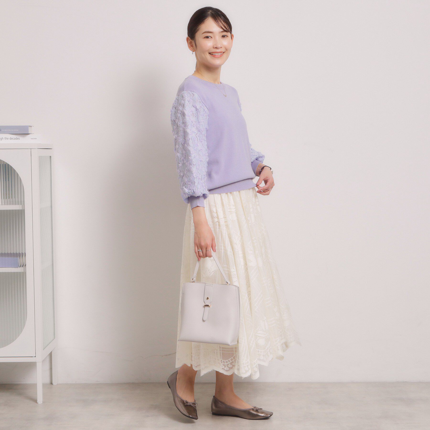 ITS&rsquo;DEMO「【手洗い可】立体チュールレース袖ニット」|ニット・セーター|