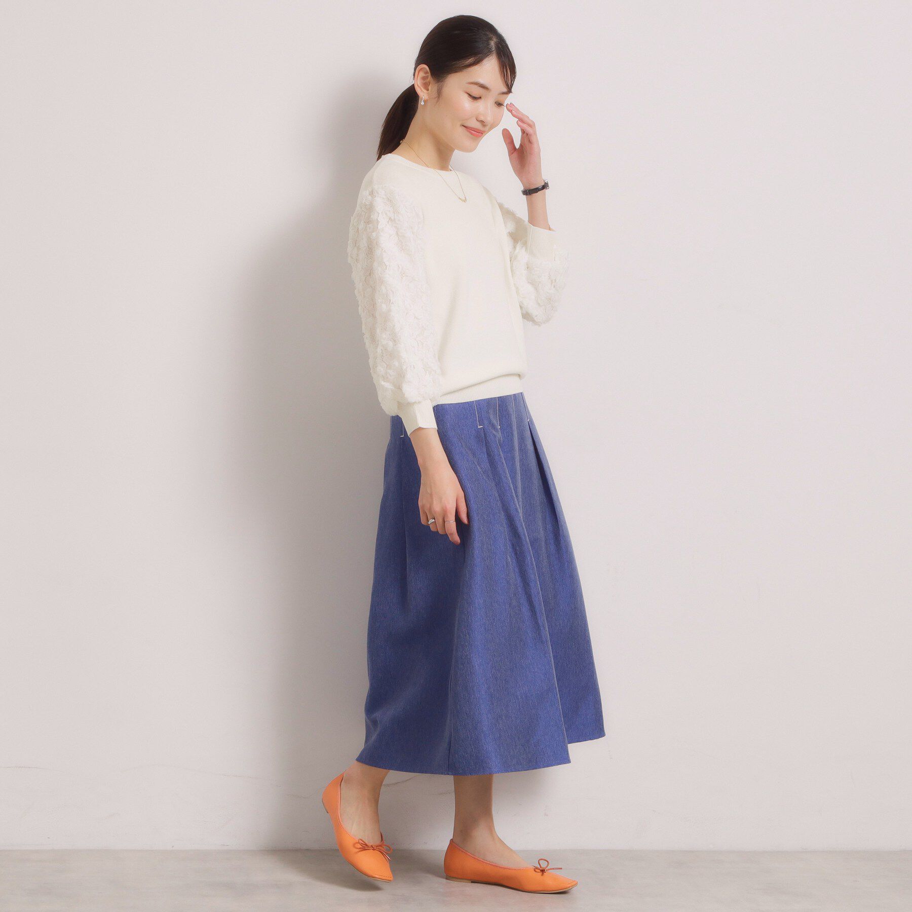 ITS&rsquo;DEMO「【手洗い可】立体チュールレース袖ニット」|ニット・セーター|