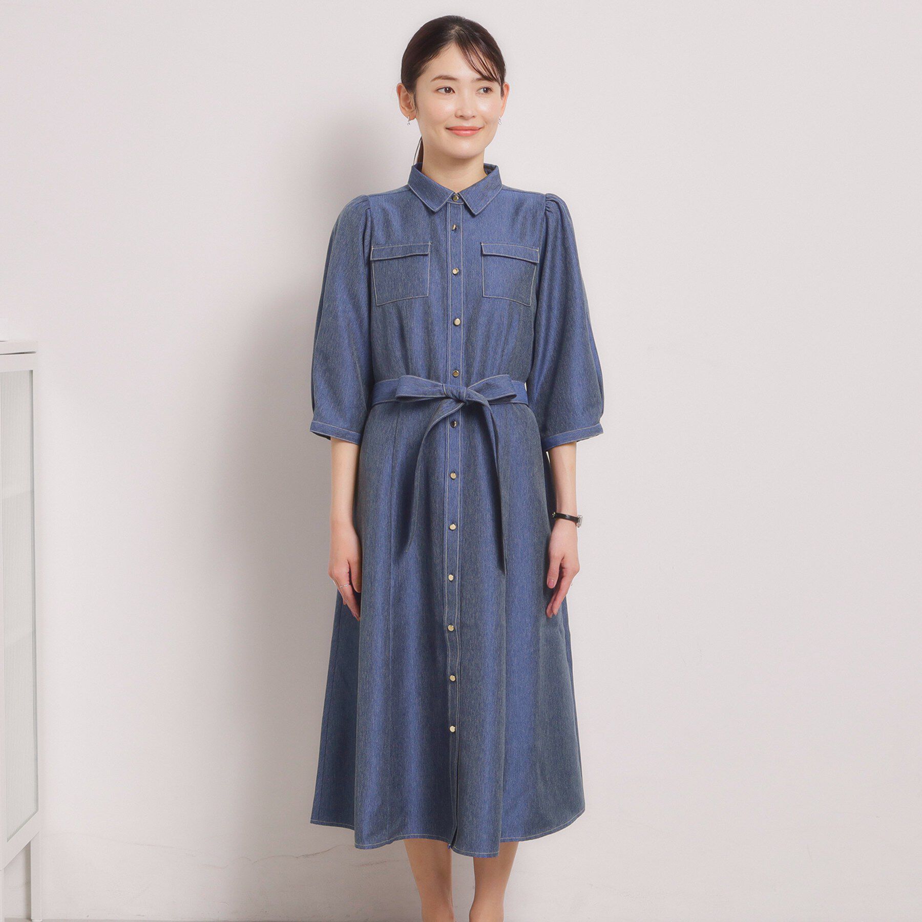 ITS&rsquo;DEMO「【洗濯機OK】デニム風ワンピース」|ワンピース|