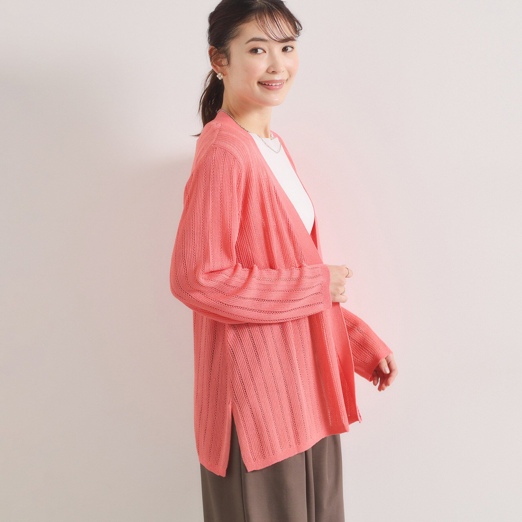 ITS&rsquo;DEMO「【手洗い可】透かし編みカーディガン」|カーディガン|