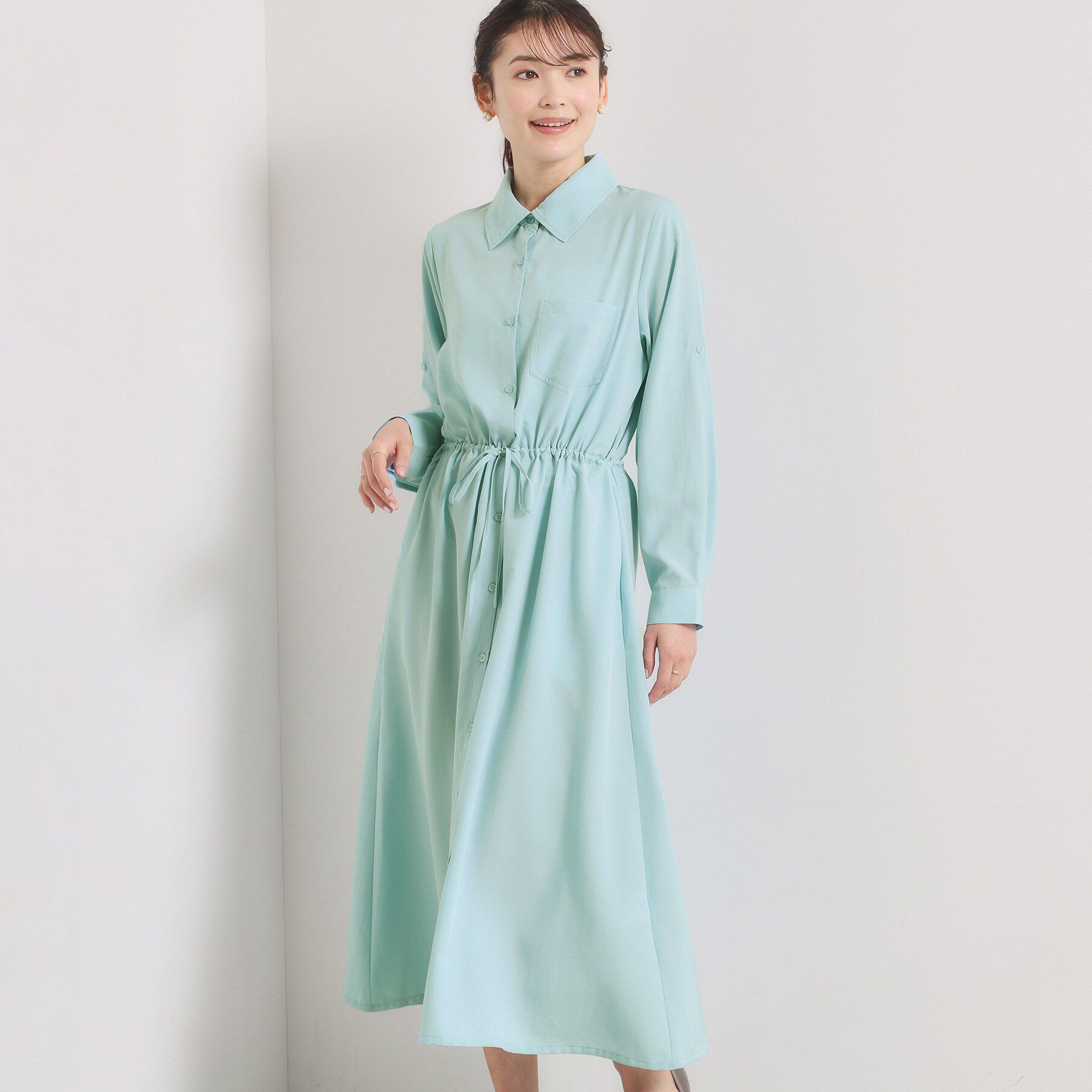 ITS&rsquo;DEMO「【UVケア／接触冷感／吸水速乾】ロールアップ袖ワンピース」|ワンピース|ブルー(091)