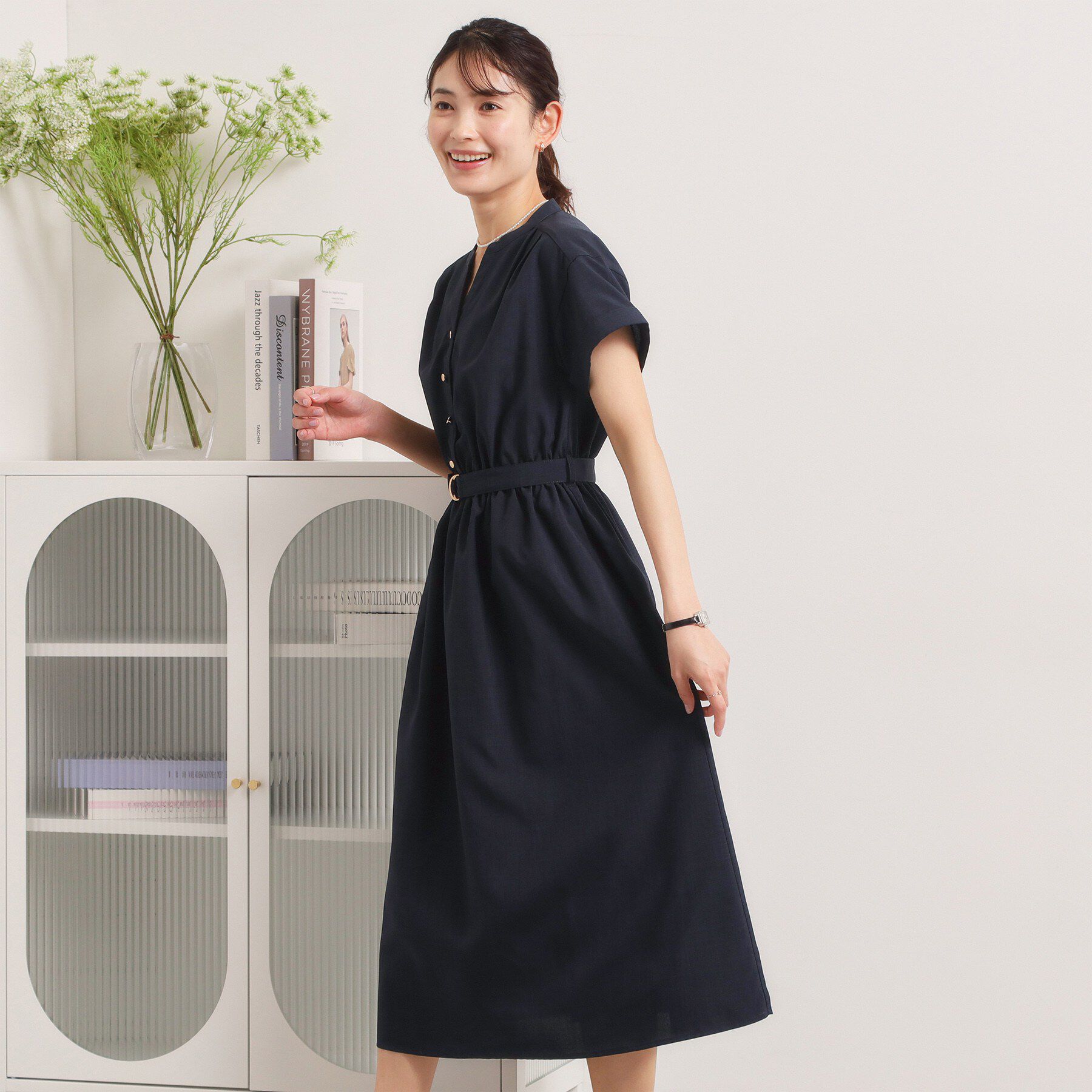 ITS&rsquo;DEMO「【UVケア／洗濯機OK／イージーケア】麻調合繊ブラウジングワンピース」|ワンピース|