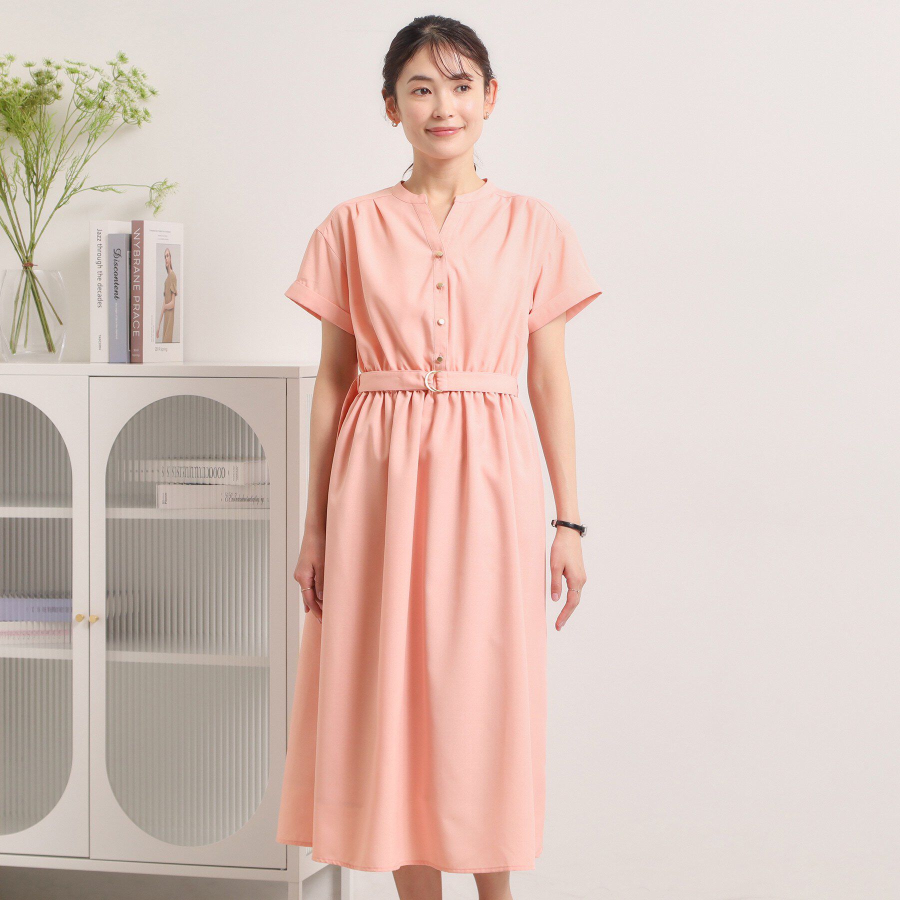 ITS&rsquo;DEMO「【UVケア／洗濯機OK／イージーケア】麻調合繊ブラウジングワンピース」|ワンピース|