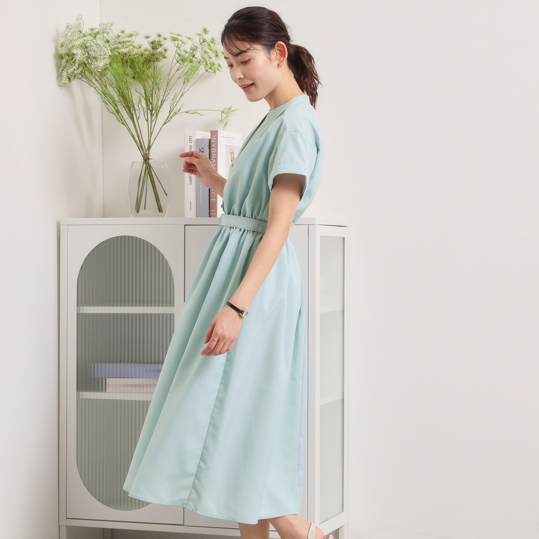 ITS&rsquo;DEMO「【UVケア／洗濯機OK／イージーケア】麻調合繊ブラウジングワンピース」|ワンピース|