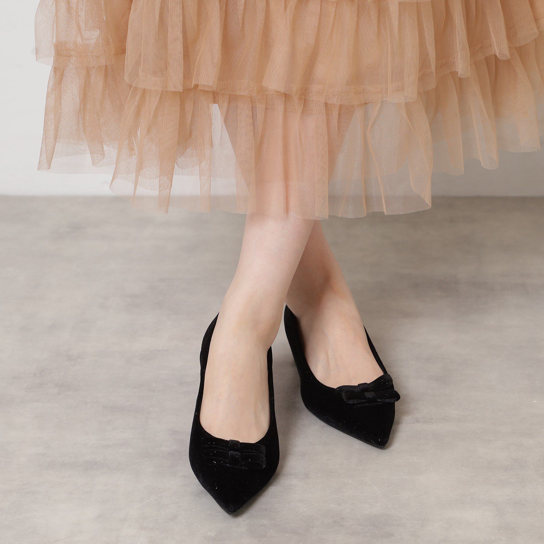 ESPERANZA「ラメベルベットダブルリボンパンプス」|パンプス|