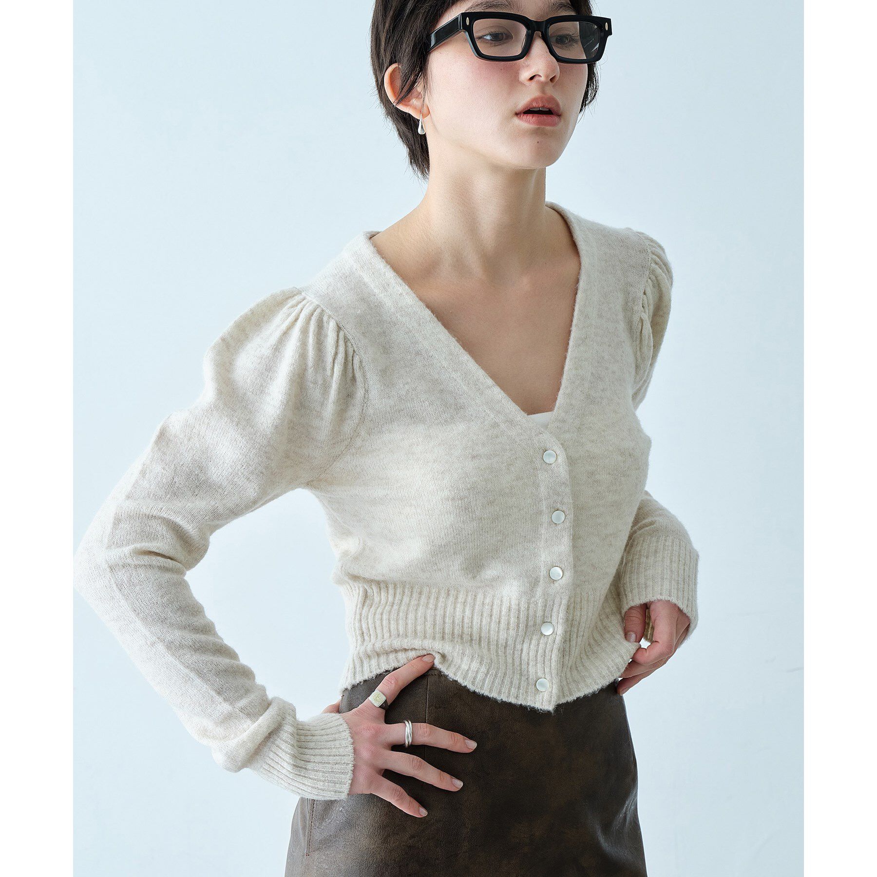 CODE A「M cloudy puff cardigan」|カーディガン|オフホワイト(003