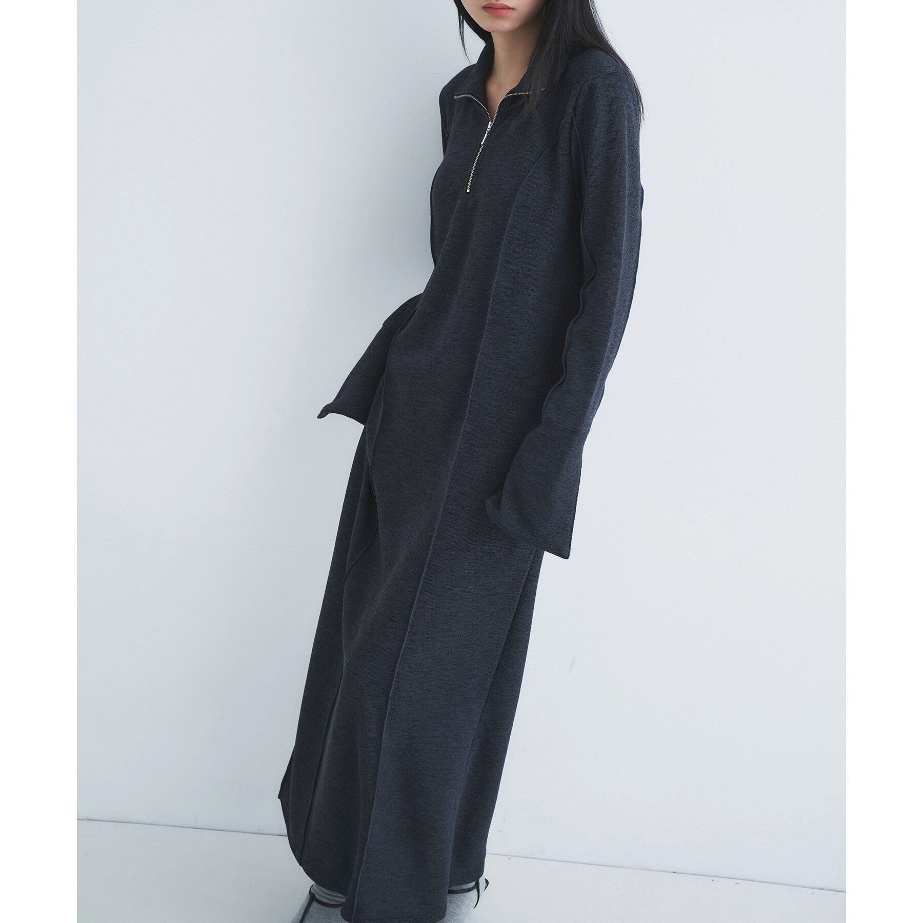 CODE A「high neck jersey dress」|ワンピース|チャコールグレー(0