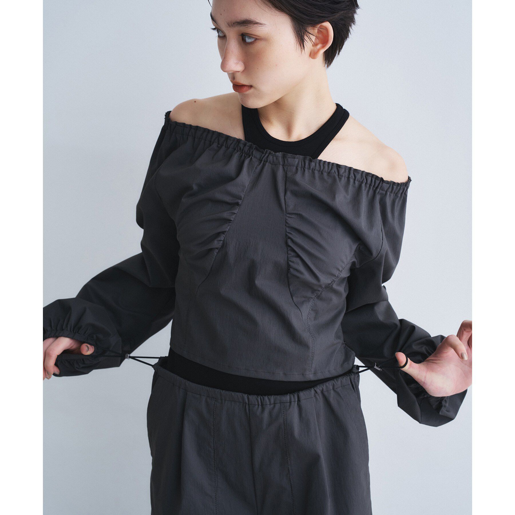 CODE A「belle gather blouse」|シャツ・ブラウス|チャコールグレー(3