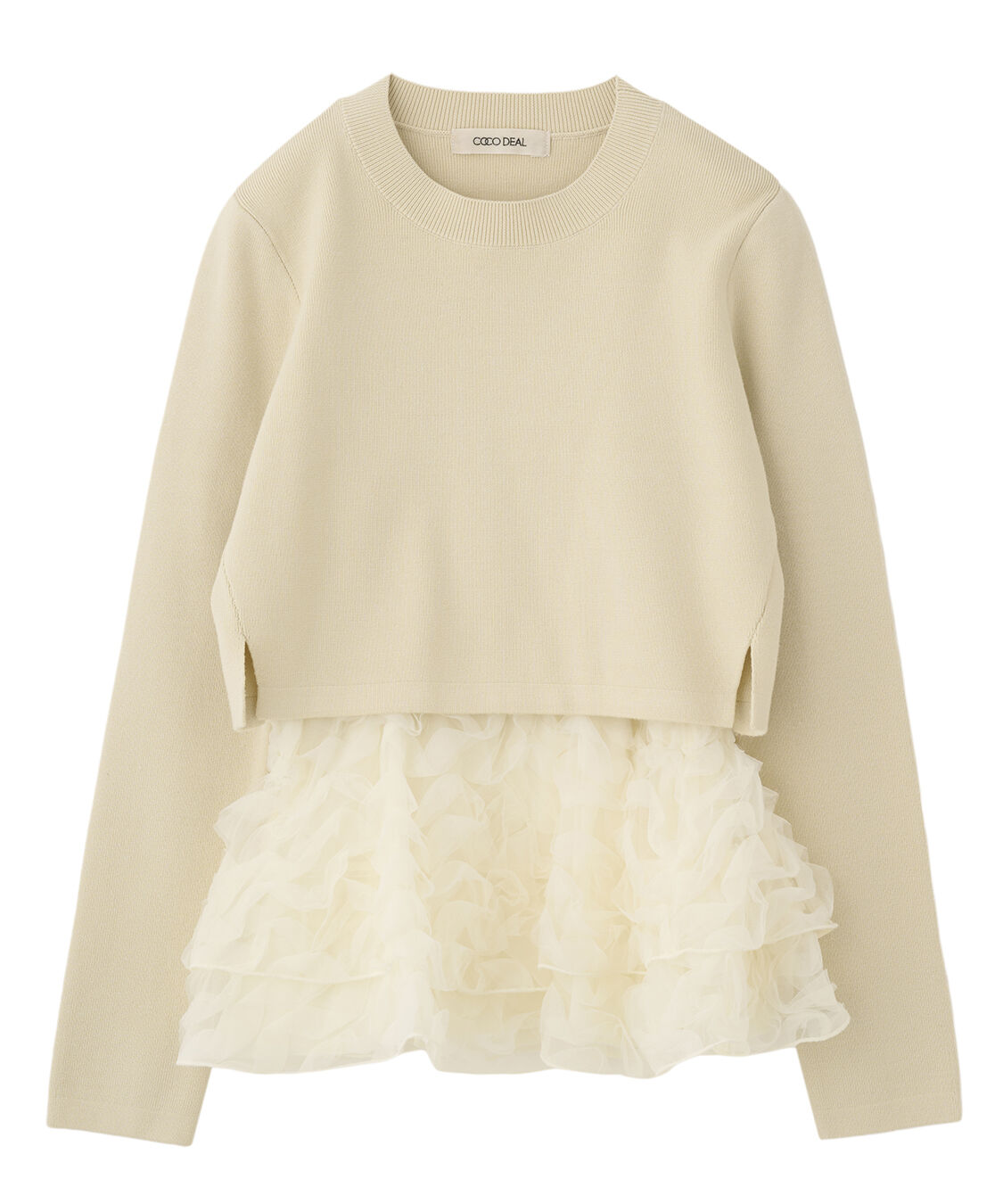 COCO DEAL「フリルペプラムブラウス&times;ニット」|シャツ・ブラウス|ライトベージュ