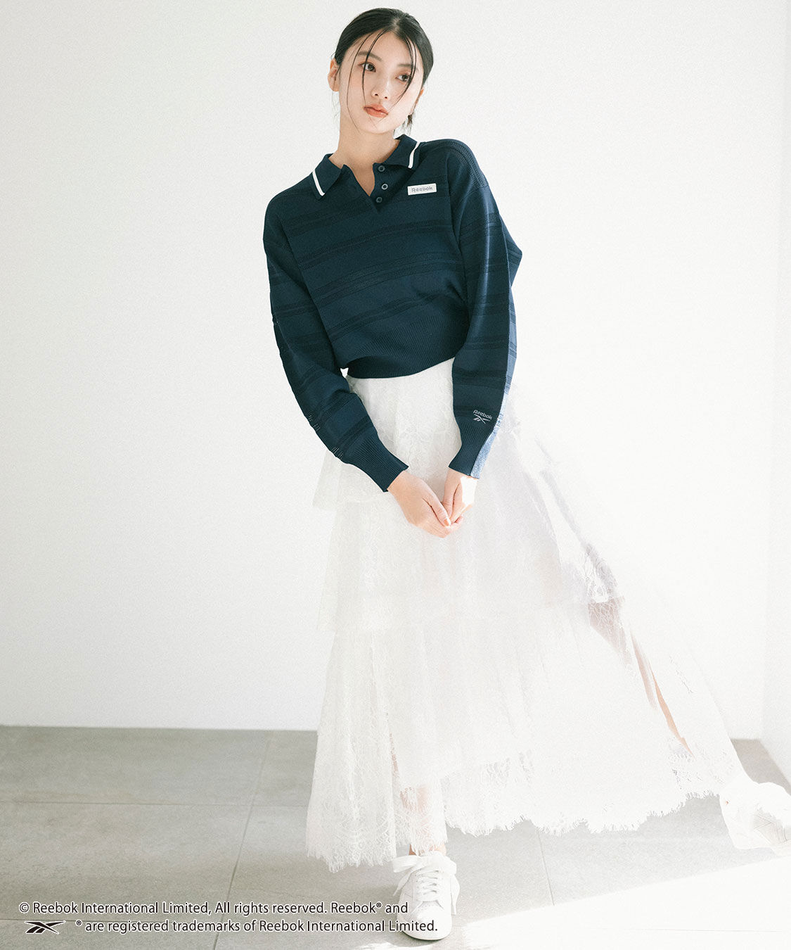 COCO DEAL「《COCO DEAL/Reebok》メッシュボーダーポロニット」|ポロシャツ|