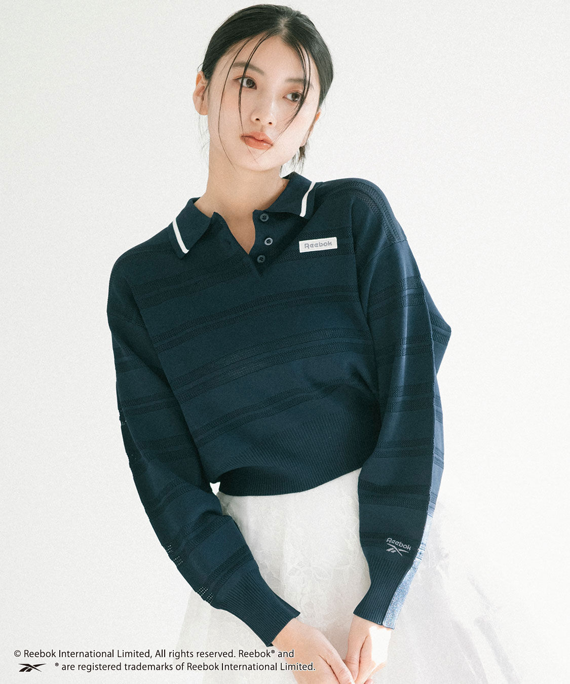 COCO DEAL「《COCO DEAL/Reebok》メッシュボーダーポロニット」|ポロシャツ|