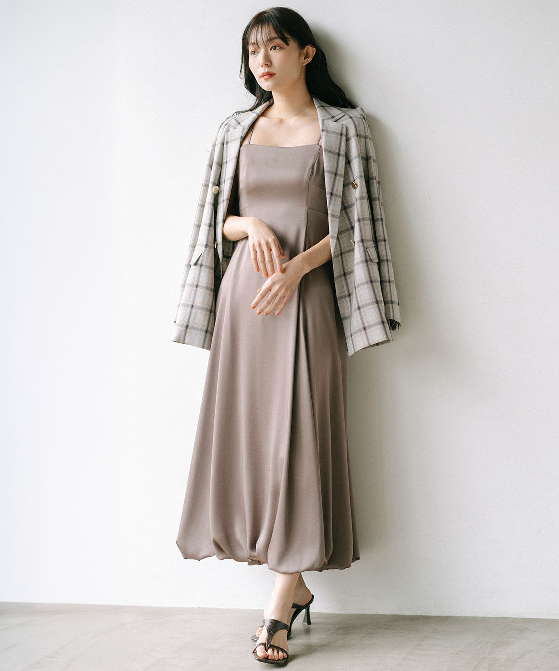 COCO DEAL「バルーンヘムバックデザインサテンワンピース」|ワンピース|