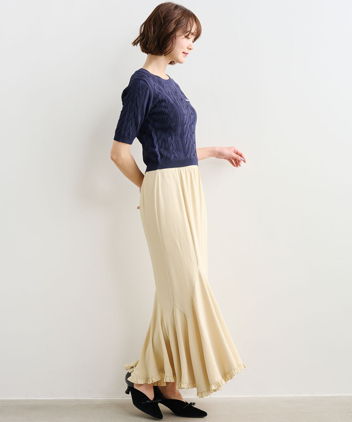 COCO DEAL「ケーブルハーフスリーブニット」|ニット・セーター|