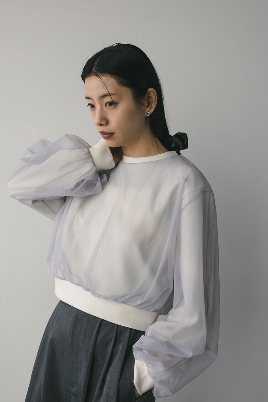 STYLEMIXER「チュールレイヤードトップ」|パーカー|WHT