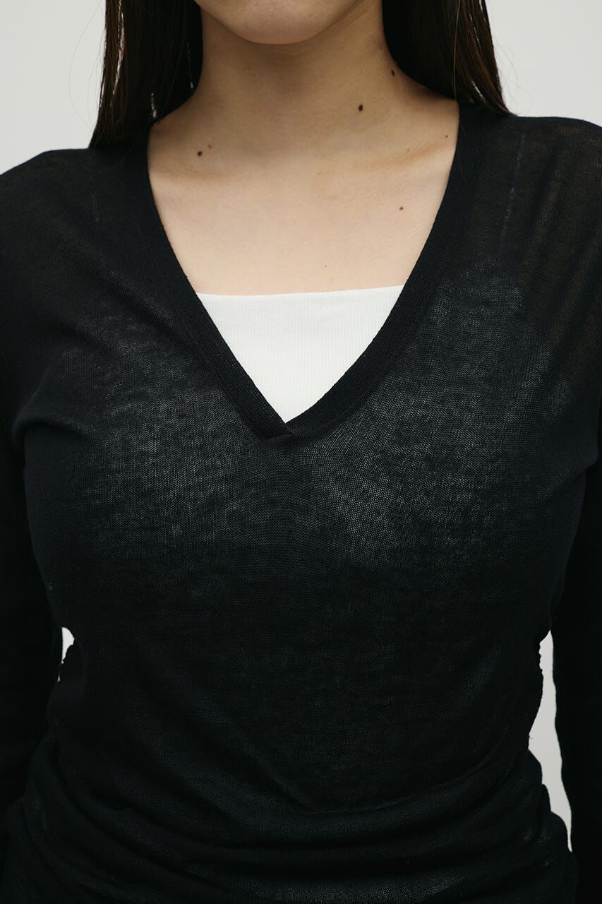 STYLEMIXER「ディープVネックシアートップ」|ニット・セーター|