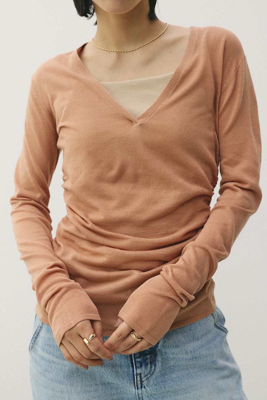 STYLEMIXER「ディープVネックシアートップ」|ニット・セーター|