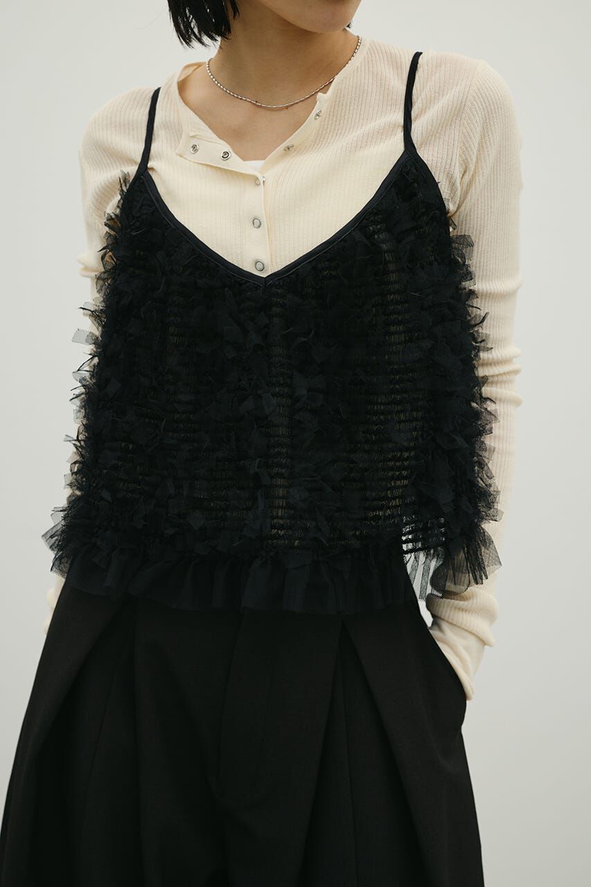 STYLEMIXER「チュールフリルキャミ」|キャミソール|BLK