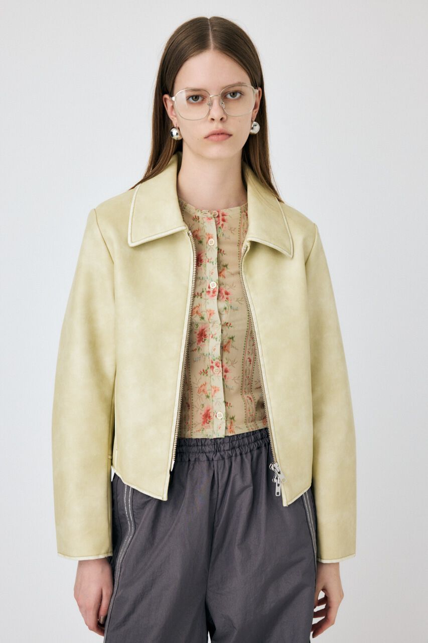 MOUSSY「FAUX LEATHER MINIMAL ジャケット」|その他|ECRU
