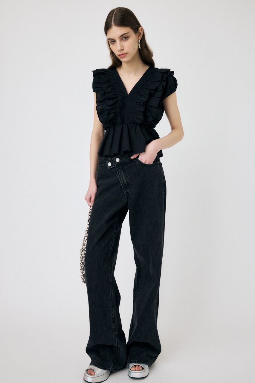 MOUSSY「CROSS WAIST WIDE STRAIGHT」|デニム|