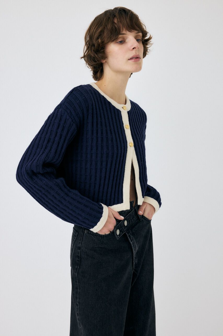 MOUSSY「BI COLOR ニットカーディガン」|カーディガン|
