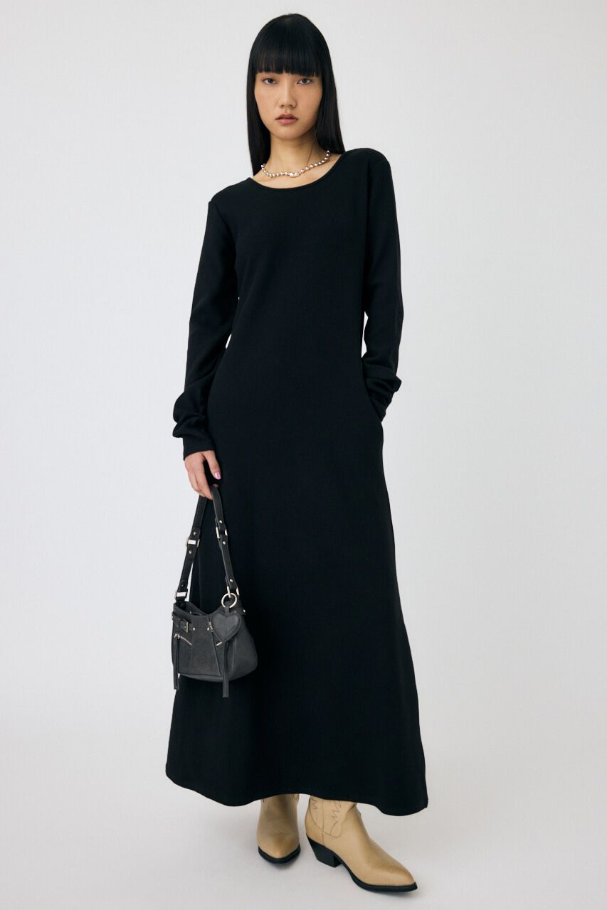 MOUSSY「BACK OPEN マキシドレス」|ワンピース|BLK