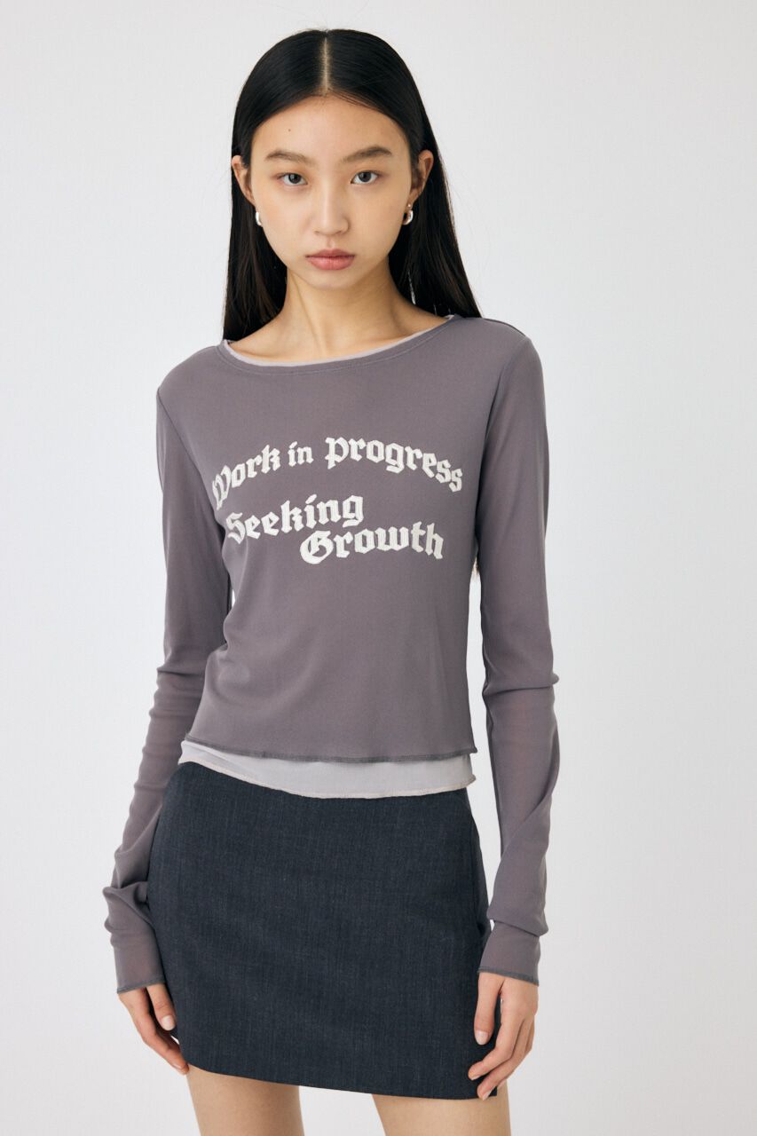 MOUSSY「SHEER LAYERED ロングスリーブTシャツ」|Tシャツ・カットソー|D/GRY3