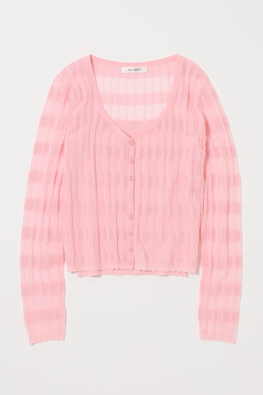 MOUSSY「SHEER BORDER カーディガン」|ニット・セーター|