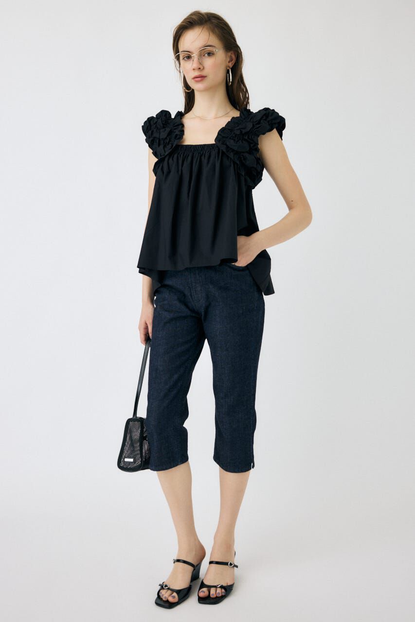 MOUSSY「HEM SLIT カプリ」|デニム|