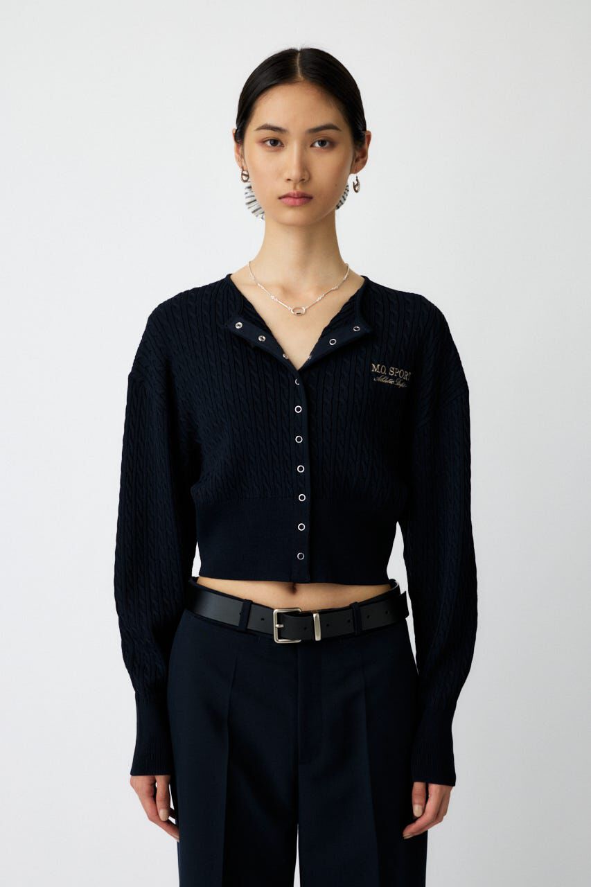 MOUSSY「LOGO CABLE カーディガン」|カーディガン|NVY