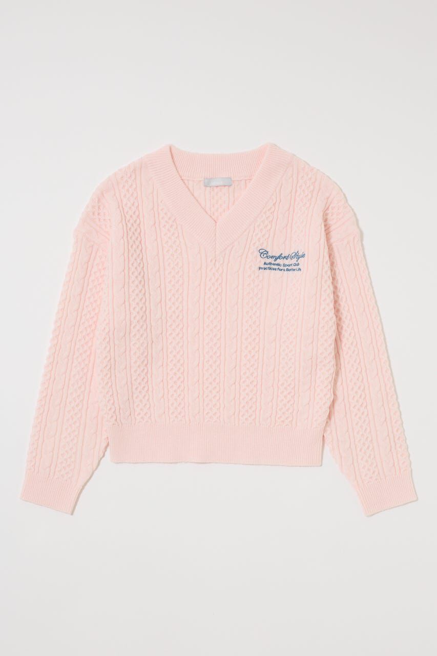 MOUSSY「CABLE V NECK ニット」|ニット・セーター|