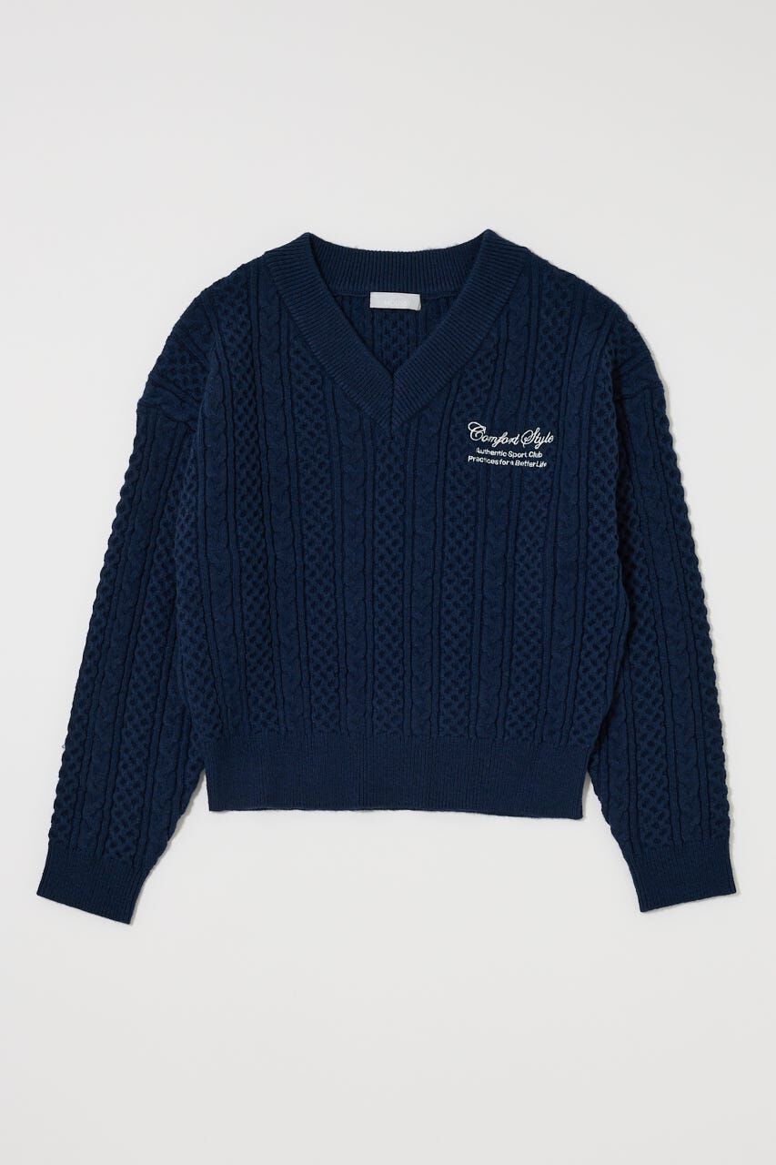 MOUSSY「CABLE V NECK ニット」|ニット・セーター|