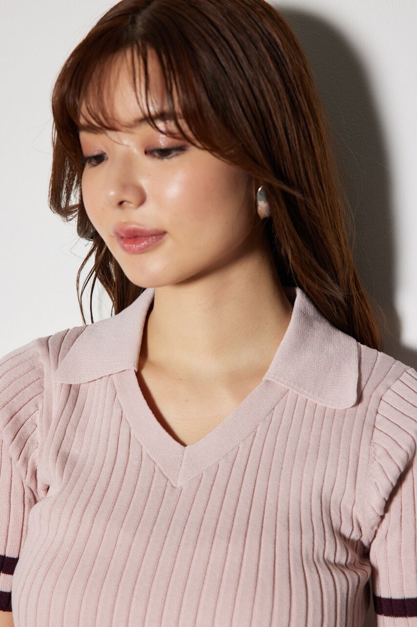 rienda「Ｖネックラインコンパクトニットトップス」|ニット・セーター|