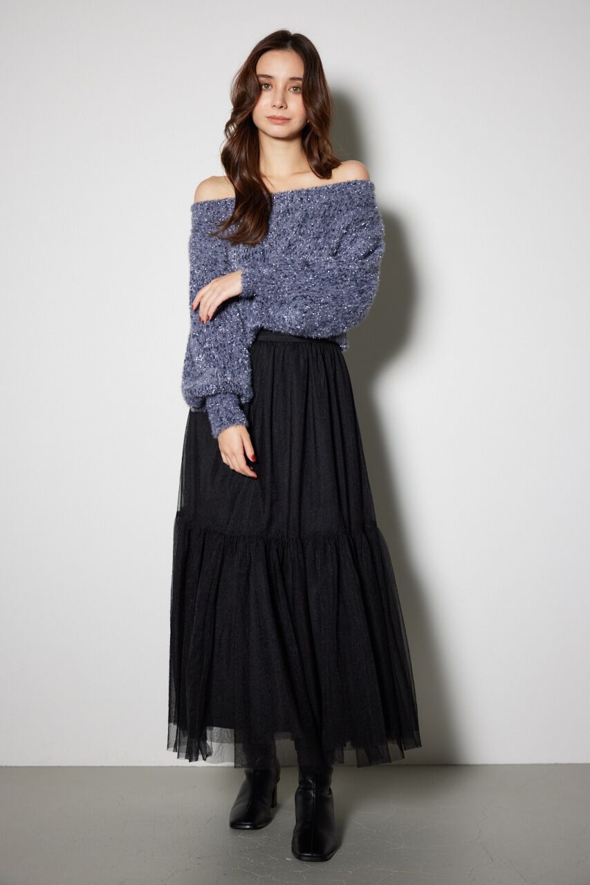 rienda「配色チュールティアードスカート」|スカート|