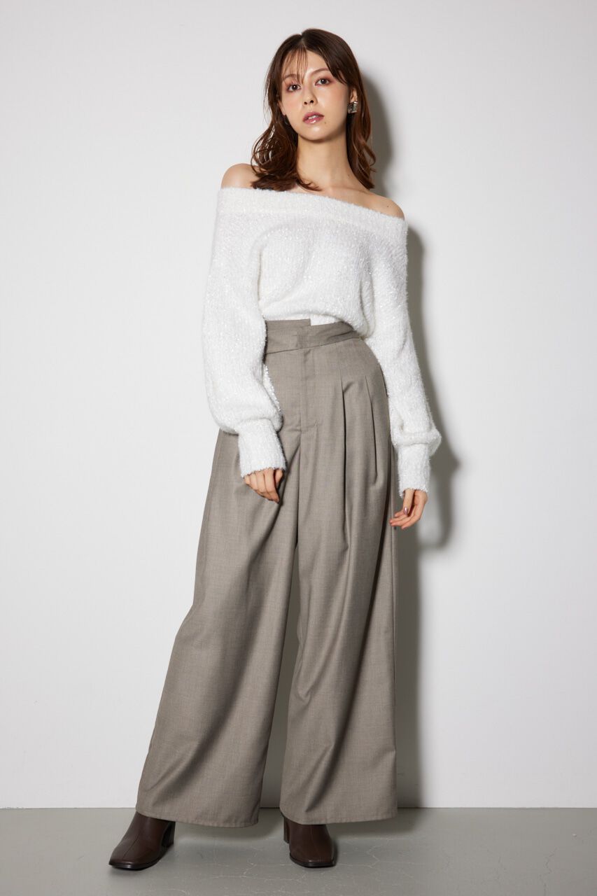 rienda「レイヤードベルトジャストウエストパンツ」|その他|BEG